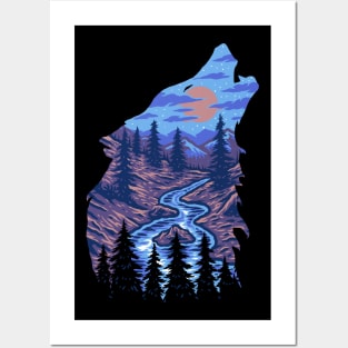 Wilderness Wolf Howling Posters and Art